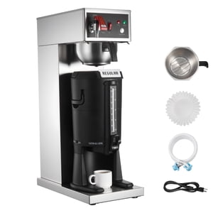 KFFKFF Commercial Drip Coffee Maker, 16-17 Cups Machine with 2.5 L Thermal Carafe, Keep Warm for 4 Hours, Stainless Steel Brewer with Auto Water Filling