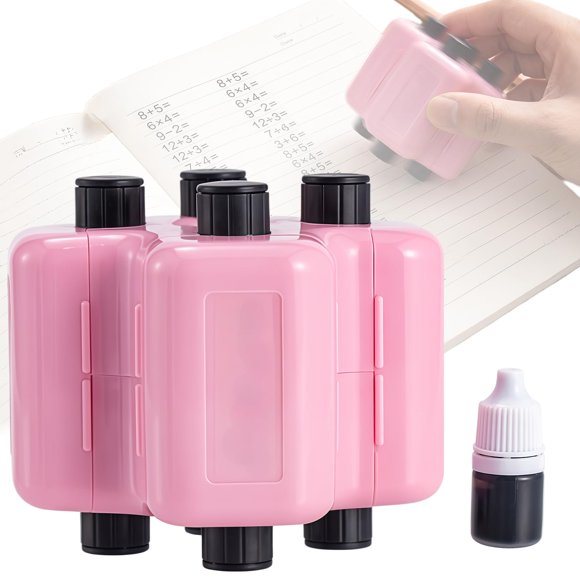 YUSUIYI Ensemble de Tampons à Rouleau 4 en 1 pour Maths, Addition Aléatoire, Soustraction, Multiplication et Division, Ensemble d'Entraînement, Conception à Rouleau avec Impressions Claires Durables pour un Apprentissage Réutilisable