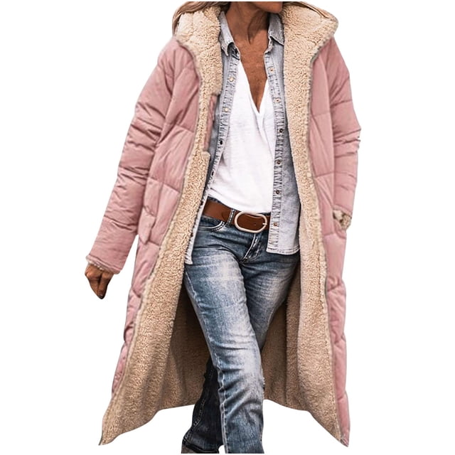 Manteau Long en Coton Réversible pour Femmes, d'Hiver, Décontracté, Ample, Mode, à Poches Colorées, à Fermeture Éclair