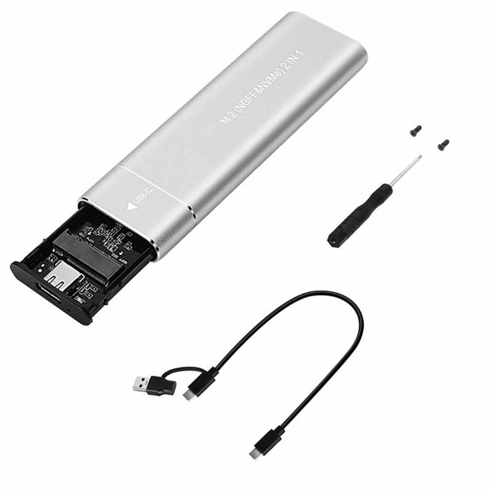 M2 SSD Case M.2 NVMe SATA SSD Enclosure USB 3.1 Type C Gen2 10Gbps Tool Free M.2 NVMe NGFF Solid State Drive Box Silver