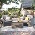 thumbnail image 4 of CorLiving Brisbane Black Aluminum Top Resin Wicker and Steel Outdoor Coffee Table, 4 of 7