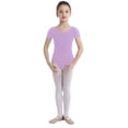 thumbnail image 1 of CHICTRY Filles Enfants Justaucorps de Gymnastique Basique à Manches Courtes Extensible Ballet Danse Justaucorps Haut Violet 4, 1 of 7