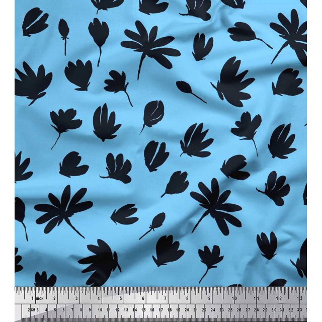 Soimoi Velvet Fabric Wildflower Floral Print Fabric by Yard 58 Inch Wide