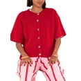 thumbnail image 1 of FOCUSNORM Cardigan Tricoté pour Femmes Automne Manches Mi-Longues Col Rond Couleur Unie Boutonné Tricoté, 1 of 9