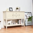 thumbnail image 4 of Patiojoy Buffet Cabinet Sideboard Wooden Console Table with 2 Storage Drawers & 2 Cabinets & Bottom Shelf Beige, 4 of 7
