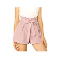 thumbnail image 1 of Unique Bargains Short Élégant pour Femme à Taille Haute avec Cordon, Style Paper Bag, Rose, P, 1 of 8
