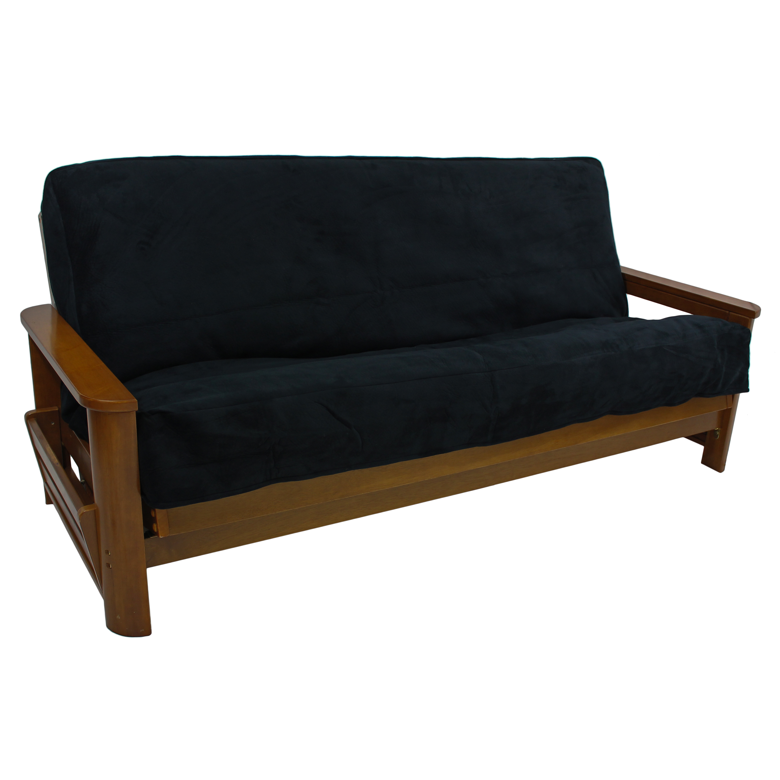 Solid Foam-Backed Microsuede 8 to 9-inch Full Futon Cover - Black