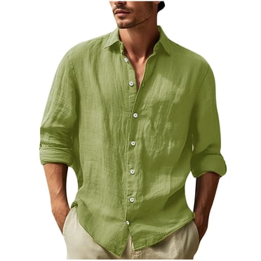 Cameland Long Sleeve Shirts for Men, Mens Fashion Casual Button Lapel Solid Color Long Sleeve Shirt Top Men Shirts