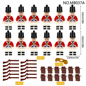 12-Pack British Redcoat Soldier Building Minifigures, 1.8 Inch Tall, avec des armes & Accessoires, Compatible avec les grandes marques, Ensemble de jouets pour enfants