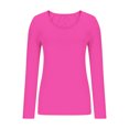 thumbnail image 4 of Chandails à Manches Longues pour Femmes Hauts Ajustés Col Rond T-Shirts Ajustés Hauts de Sortie T-Shirts Basiques Rose Vif, 4 of 6