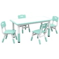 thumbnail image 1 of Qaba Kids Table and 4 Chairs Set with Adjustable Height, Green, 1 of 9