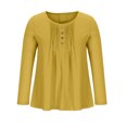 thumbnail image 4 of IROINID T-Shirts à Manches Longues pour Femmes, Couleur Unie, Col Rond, Jaune, 4 of 8