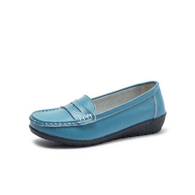 Innerwin Mocassins pour Femmes à Enfiler Ballerines Basses Légères Chaussures Bateau Bout Rond Marche Bleu Pâle 5