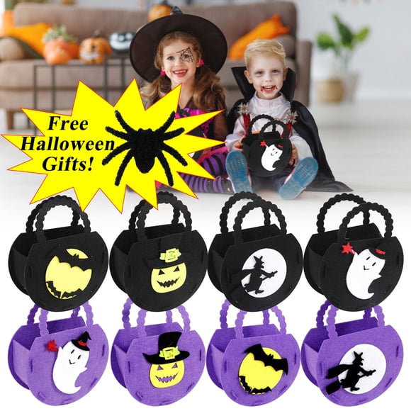 Boovnll Halloween Bucket Basket Bags, Trick or Treat Bags, Halloween Candy Bags Treat Bags for Kids, Halloween Basket, Halloween Treat Bags, Halloween Bags