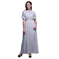 thumbnail image 1 of Bimba Robe Longue Imprimée en Rayonne à Plumes et Anémones, Taille Smockée, Fente Latérale, pour Femme - Medium, 1 of 6