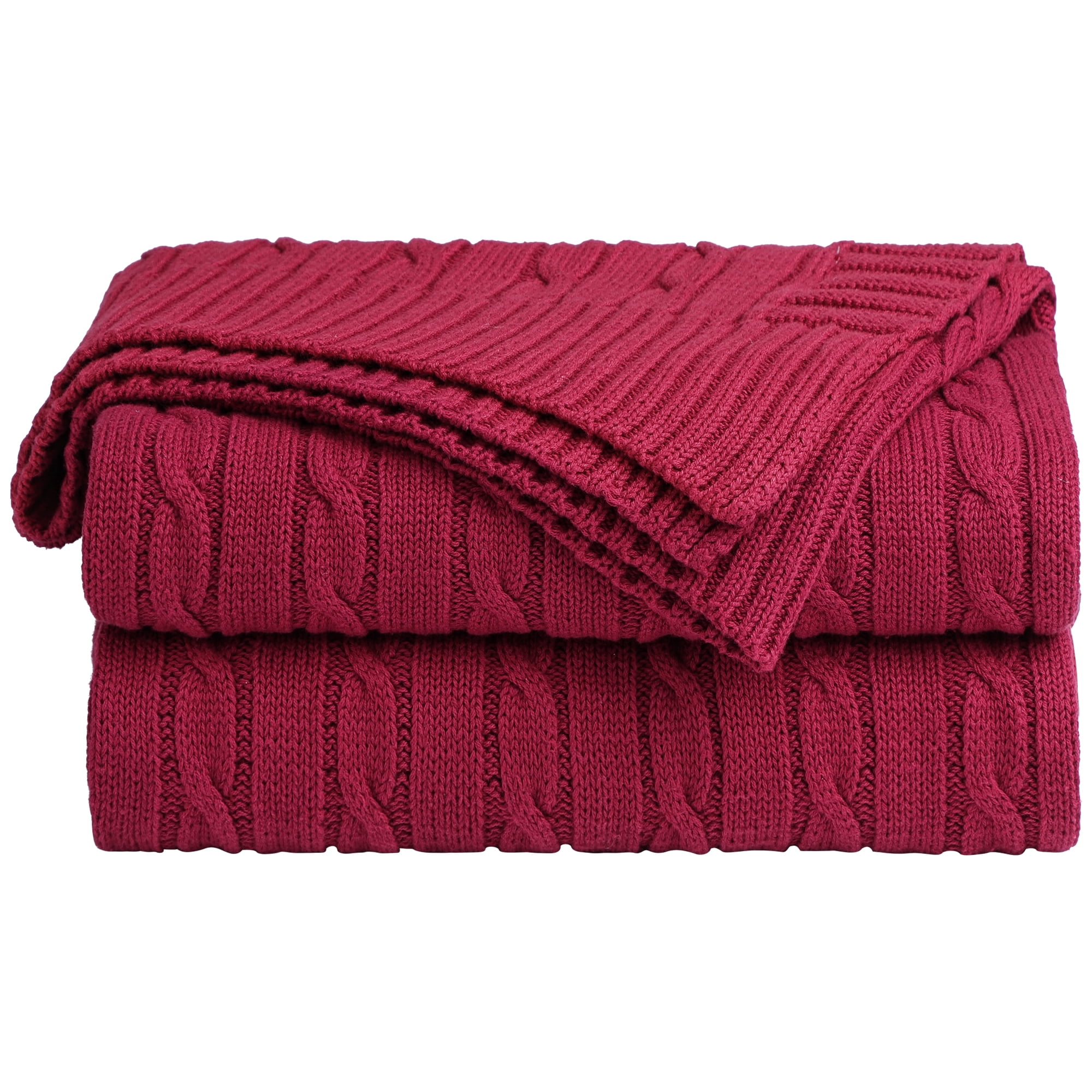 Unique Bargains Cotton Blanket Decorative Cable Knitted Throw Soft Knit Blankets