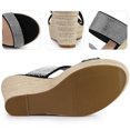 thumbnail image 3 of BLISSFUL STEP Sandales Compensées Espadrilles Noires à Plateforme avec Strass pour Femmes 10 m US, 3 of 6