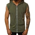 thumbnail image 1 of Innerwin Débardeurs à Capuche Sans Manches pour Hommes Été Fermeture Éclair Coupe Régulière Vert Armée 2TG, 1 of 3