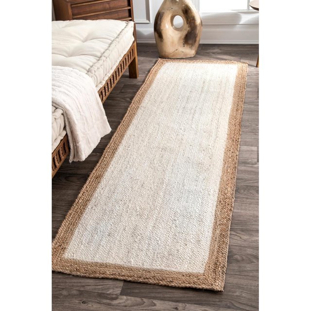Indian Handmade Braided Inner White Natural Jute Area Rug, Home Décor Rug, Jute Rug for Bedroom, Dining Room, living room, Doormat Rug Size - 2' x 4' (60 cm x 120 cm)