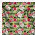 thumbnail image 4 of Soimoi Green Poly Georgette Fabric Stripe & Grandiflora Roses Floral Decor Fabric Printed Yard 42 Inch Wide, 4 of 4