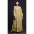 thumbnail image 3 of Bimba Moss Georgette Rose & Ranunculus Floral Printed Womens Long Sleeve Elastic Waist MaxiDressGown-XSmall, 3 of 5