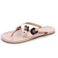 thumbnail image 2 of LSLJS Women's Summer Jeweled Rhinestone T-Strap Flat Sandals Beach Flip Flop Shoes, 2 of 6