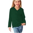thumbnail image 4 of vdgthytj Toddler Boys Girls Long Sleeve T-Shirts Kids V Neck Solid Color Color Basic Tops Fall Spring Outfit Blouse, 4 of 5