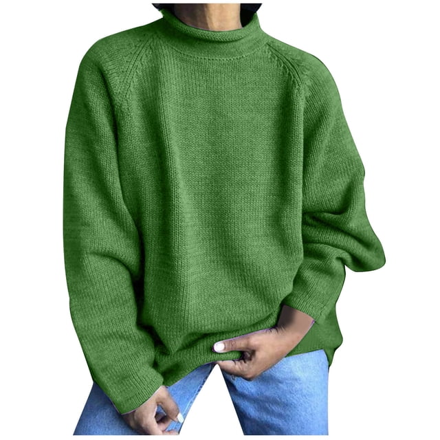 AherBiu Plus Size Sweaters for Women Ribbed Knited Long Sleeve Turtleneck Tops Loose Fitted Winter Pullover Sweaters