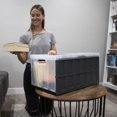 thumbnail image 4 of 46L Translucent Collapsible Storage Bin with No Lid - Clear/Black - 1pk, 4 of 5