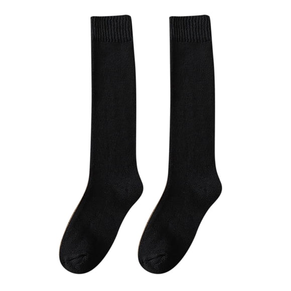 Aocisk Womens Socks To Keep Warm Sock High The Knee Lightweight and Thick for Cold Weather Knee High Socks for Women Thermal Socks Black One Size