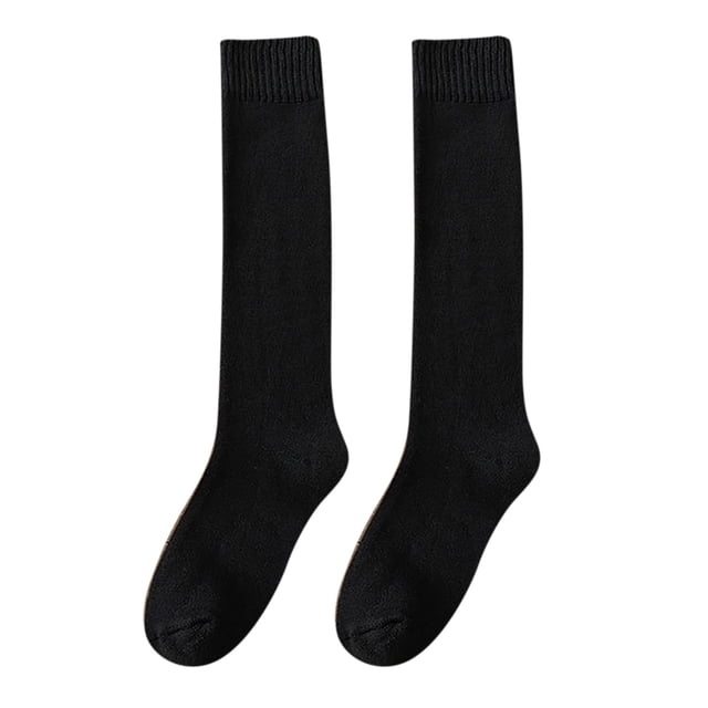 Aocisk Womens Socks To Keep Warm Sock High The Knee Lightweight and Thick for Cold Weather Knee High Socks for Women Thermal Socks Black One Size