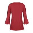 thumbnail image 5 of Timegard Hauts d'Été pour Femmes Plissés Col en V Évasé Manches 3/4 T-Shirts Confortables Tunique Décontractée Habillée, 5 of 5