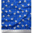 thumbnail image 1 of Soimoi Blue Moss Georgette Fabric Check & Floral Print Fabric by Yard 42 Inch Wide, 1 of 6