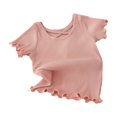 thumbnail image 1 of Birdeem 1-8 Years Girls Back Short-Sleeved T-Shirt Summer Childrens Solid Color All-Matching Casual Top, 1 of 12