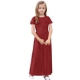 thumbnail image 4 of biudgviw Robe Maxi pour Filles à Manches Courtes, Col Ras du Cou, Couleur Unie, Robe Trapèze Décontractée, Robe d'Été Longue avec Poches, 4 of 6