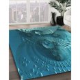 thumbnail image 3 of Ahgly Company Tapis d'Intérieur Ronds de Style Transitionnel Lavables à la Machine, Vert Sarcelle, 4 Pieds Rond, 3 of 7