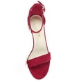 thumbnail image 4 of BLISSFUL STEP Women's Shoes Open Toe Mid Block Heel Ankle Strap Faux Suede Sandals Deep Red 9, 4 of 8