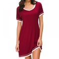 thumbnail image 1 of Pyjama d'Été pour Femmes Manches Courtes Col Cœur Pêche Robe de Nuit Décontractée Robe de Sommeil Ample Confortable Pyjama Robe de Maison Décontractée, 1 of 6
