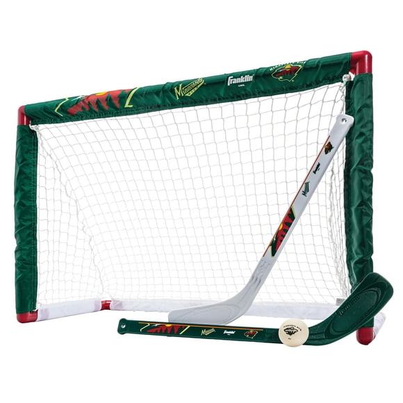 Franklin Sports NHL Wild Mini Hockey Set - Kids Indoor Knee Hockey Goal, Ball, 2 Mini Hockey Stick Combo Set