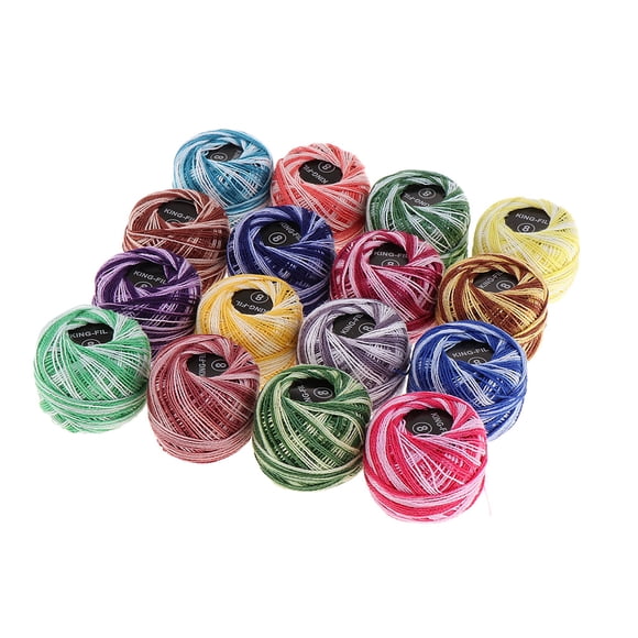 Crochet Yarn (16 Pack) - 8 Meters Assorted Color Cotton Thread Knitting Yarn for