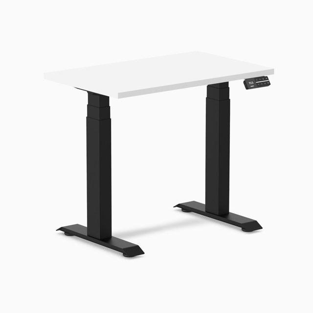 Desky Bureau Assis-Debout Mini Double - Blanc / 32 x 20 Pouces / Noir Mat