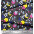 thumbnail image 3 of Soimoi Gray Cotton Duck Fabric Circle & Triangle Geometric Printed Fabric 1 Yard 42 Inch Wide, 3 of 5