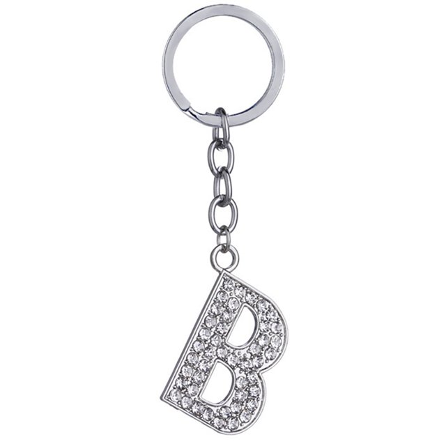 Key Chain Rhinestone A to Z Design Pendant Keychain Key Ring for Handbag Decor