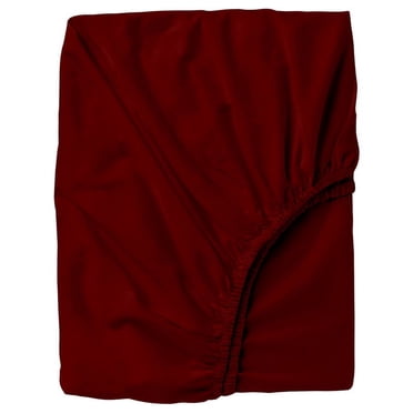 Fitted Sheet Only - Twin XL Size, Burgundy Color 300-Thread-Count Egyptian Cotton 12-inch Deep Pockets 1-PC Bottom Fitted Sheet