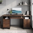 thumbnail image 1 of Bestier 59” Computer Desk with Drawers, Executive Desk with Storage Cabinet, Keyboard Tray for Home Office, Cherry, 1 of 9