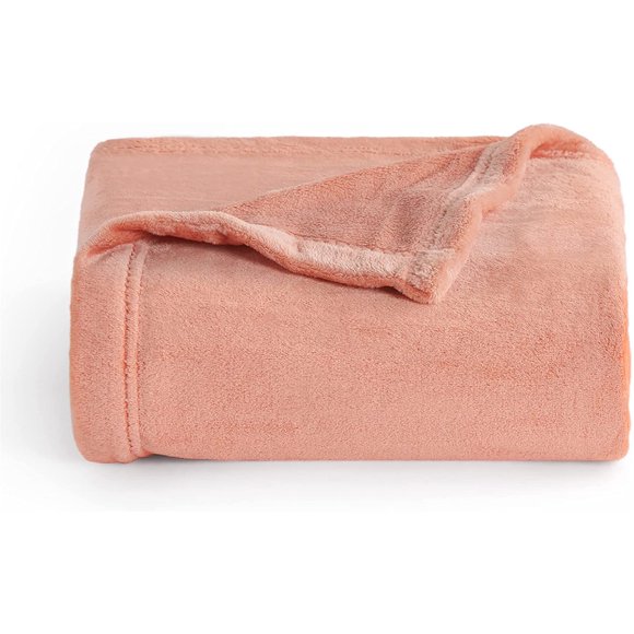 HTOOQ Fleece Blanket Twin Blanket Coral - 300GSM Soft Lightweight Plush Cozy Twin Blankets for Bed, Sofa, Couch, Travel, Camping, 60x80 inches Coral Pink 60x80
