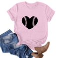 thumbnail image 1 of Meichang T-Shirts Cœur d'Amour Baseball Femmes T-Shirts Graphiques Cœur Baseball Manches Courtes Col Rond Hauts Décontractés Coupe Ample Été Jour de Match Blouses Rose P, 1 of 3