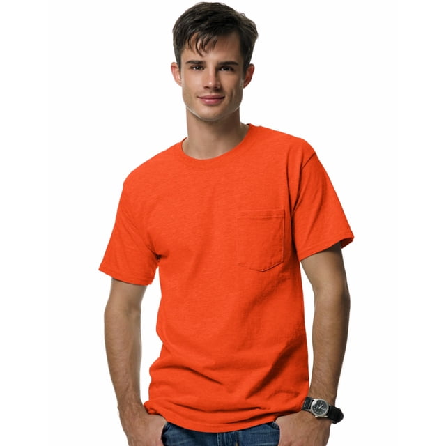 Hanes Beefy-T T-Shirt à Poche pour Hommes, 2TG, Orange