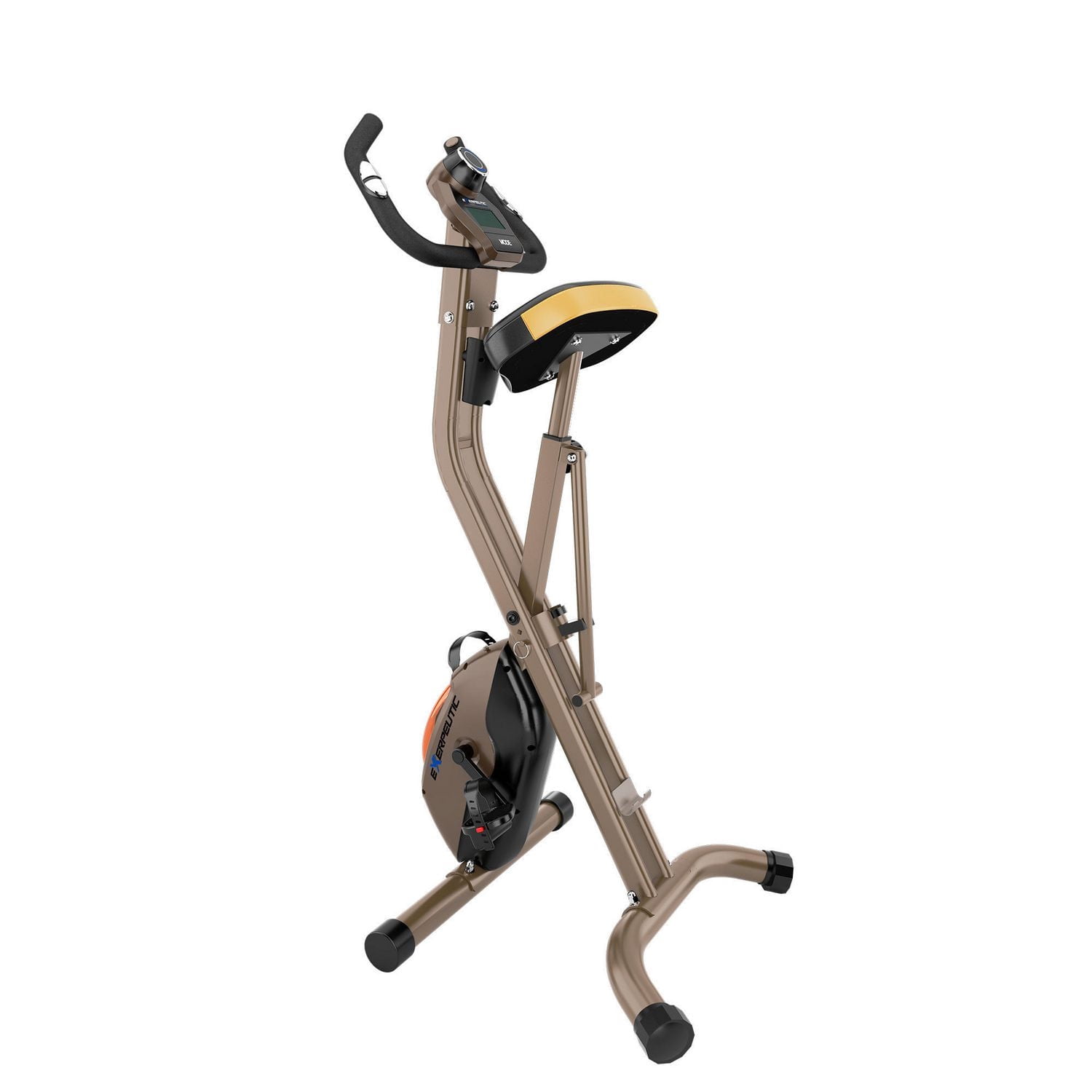 Vélo stationnaire vertical repliable doré à résistance magnétique et capacité de 400 lb 500 XLS d'Exerpeutic