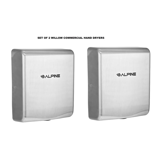 Alpine Industries Willow Commercial Stainless Steel High Speed Automatic Electric Hand Dryer 2 Pack